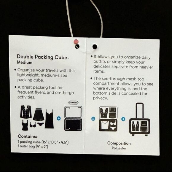 New with Tags Mumi Double Packing Tube Gray and Yellow Zipper Trim - Picture 6 of 6